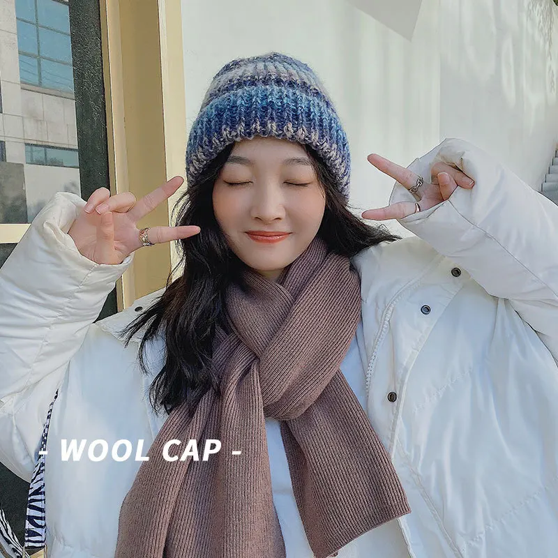 Rainbow Wool Blended Wool Cap Women Ins Hip-hop Street Cotton Knitted Hat Worm Winter Skullcap Gradually Changing Color Beanies
Rainbow Wool Blended Wool Cap Women Ins Hip-hop Street Cotton Knitted Hat Worm Winter Skullcap Gradually Changing Color Beanies