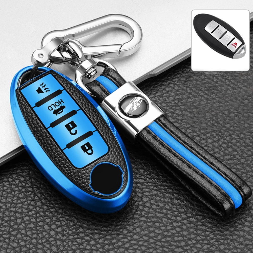 Leather TPU Car 4Button Key Case Cover Keychain for Infiniti Nissan Altima Maxima Murano Rogue Sentra 370z Protector Accessories
Leather TPU Car 4Button Key Case Cover Keychain for Infiniti Nissan Altima Maxima Murano Rogue Sentra 370z Protector Accessories