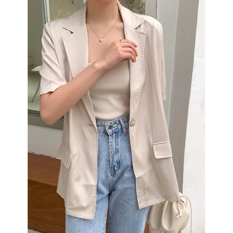TVVOVVIN Korean Casual Short Sleeve Jacket For Women Summer New Single Button Loose Simple Tops HJEC
TVVOVVIN Korean Casual Short Sleeve Jacket For Women Summer New Single Button Loose Simple Tops HJEC