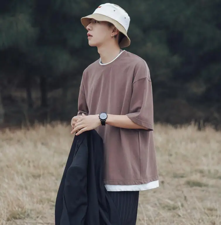 Summer short-sleeved T-shirt men's loose round neck solid color half-sleeved trendy T-shirt
Summer short-sleeved T-shirt men's loose round neck solid color half-sleeved trendy T-shirt