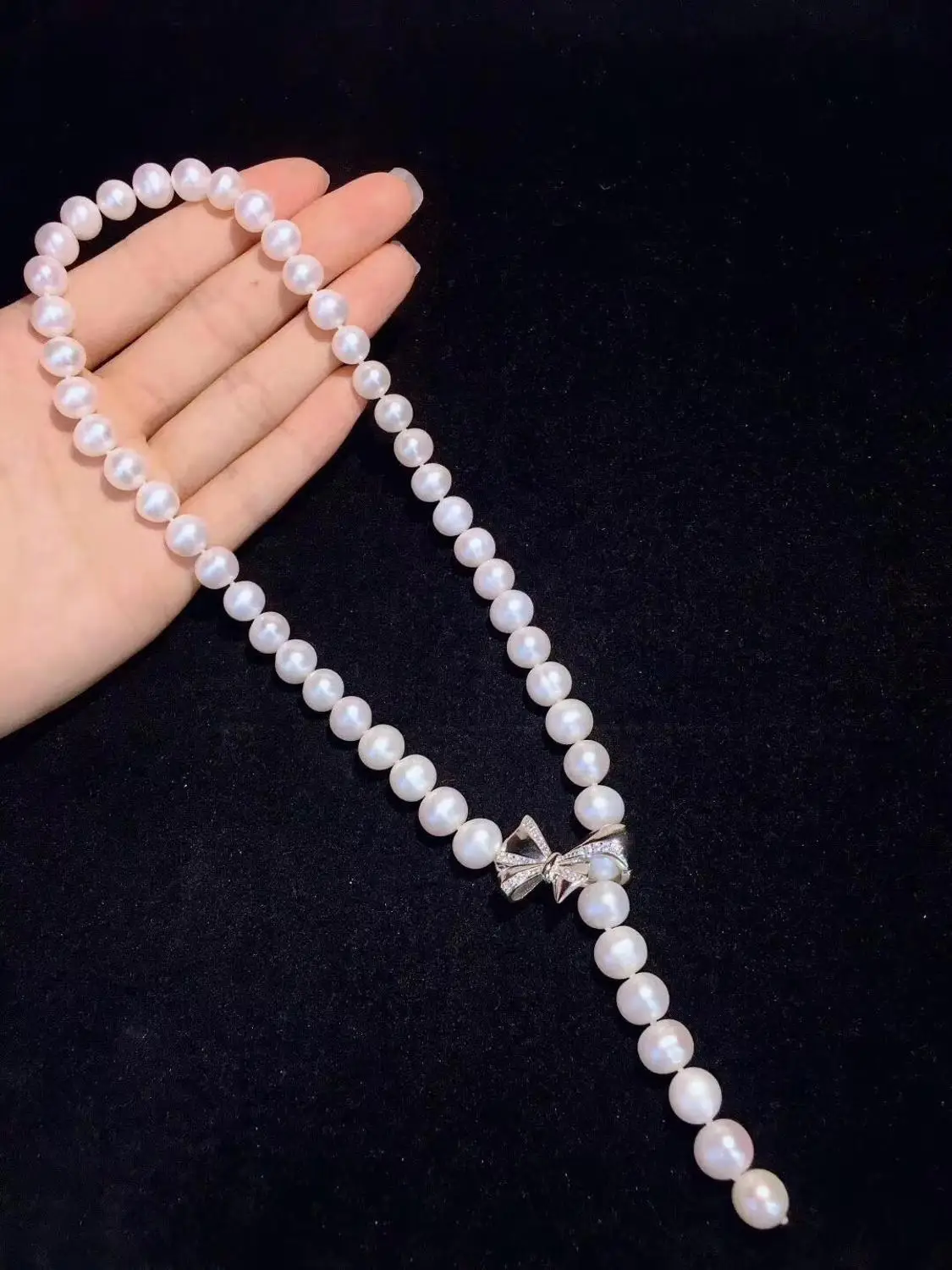 Genuine Round Pearl 925 silver bow buckle zircon adjustable choker for women Fine Jewelry necklaces & pendants short Necklace
Genuine Round Pearl 925 silver bow buckle zircon adjustable choker for women Fine Jewelry necklaces & pendants short Necklace