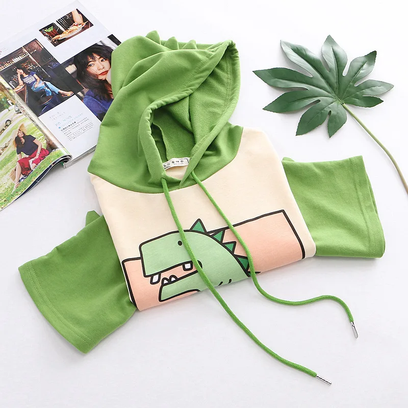 Japan Style Cartoon Dinosaur Hooded T-shirts Women New Summer Kawaii Wind Short Sleeve Loose Tees Student Harajuku Cute Tshirts
Japan Style Cartoon Dinosaur Hooded T-shirts Women New Summer Kawaii Wind Short Sleeve Loose Tees Student Harajuku Cute Tshirts