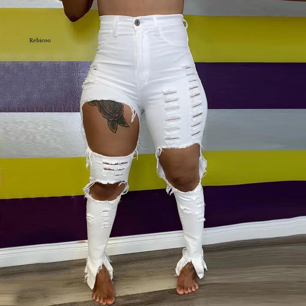 Women Holes Jeans High Waist Split Pants Hollow Out Slim Fashion Pencil Pants Street Skinny Ripped Jeans Pants Female
Women Holes Jeans High Waist Split Pants Hollow Out Slim Fashion Pencil Pants Street Skinny Ripped Jeans Pants Female