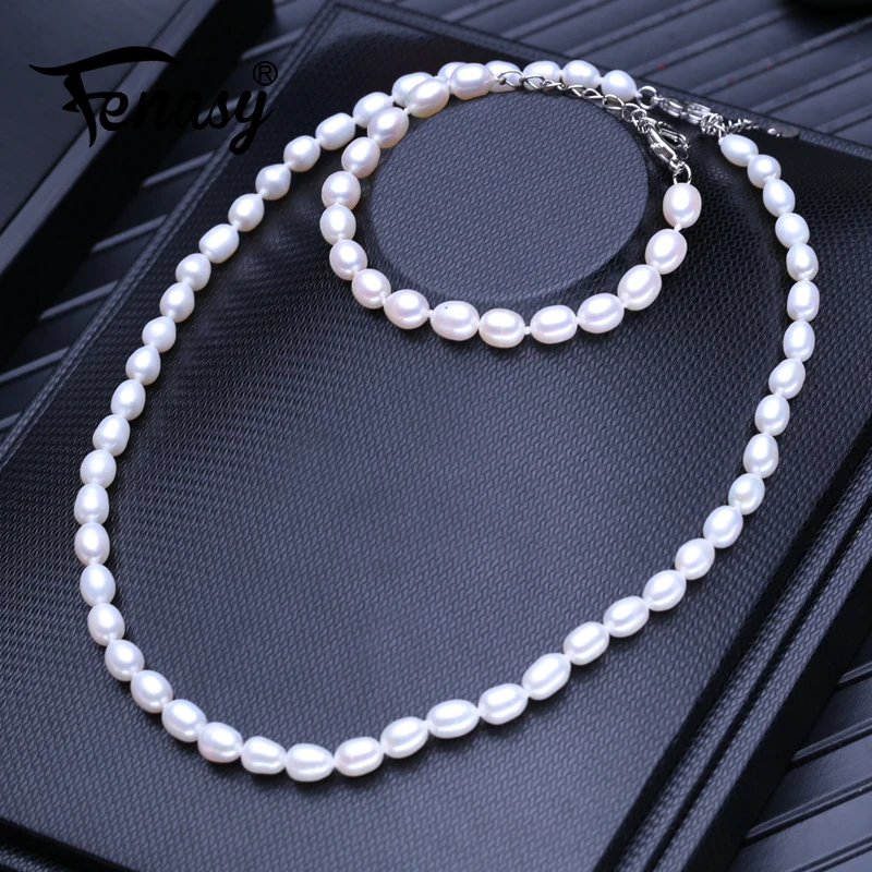 FENASY Natural Pearl Necklaces For Women 6-7mm Rice Shape Choker Necklace Bracelets & Bangles Link Bracelet Pearl Jewelry Sets
FENASY Natural Pearl Necklaces For Women 6-7mm Rice Shape Choker Necklace Bracelets & Bangles Link Bracelet Pearl Jewelry Sets