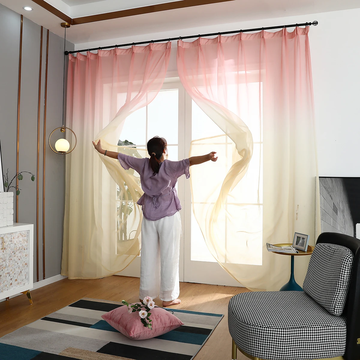 Gradient Colour Curtains For Living Room Tulle Sheer Voile Window Curtain With Hooks Bedroom Home Decor cortinas para salon D30
Gradient Colour Curtains For Living Room Tulle Sheer Voile Window Curtain With Hooks Bedroom Home Decor cortinas para salon D30