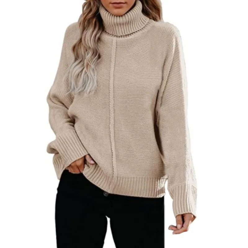 Autumn Winter Women Knitted Turtleneck Sweaters Long Sleeve Loose Basic Sweater Solid Color Pullovers
Autumn Winter Women Knitted Turtleneck Sweaters Long Sleeve Loose Basic Sweater Solid Color Pullovers