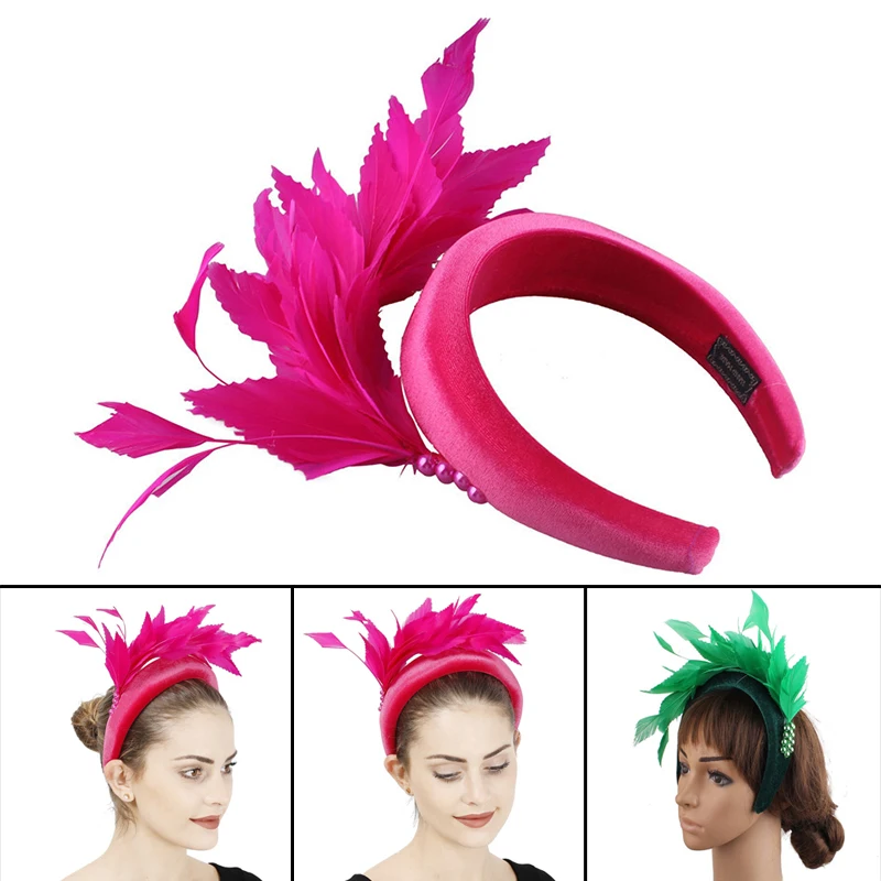 

Feather Headband Elegent Retro Exquisite Workmanship Headwear for Women and Girls Wedding Tea Party повязка на голову детям