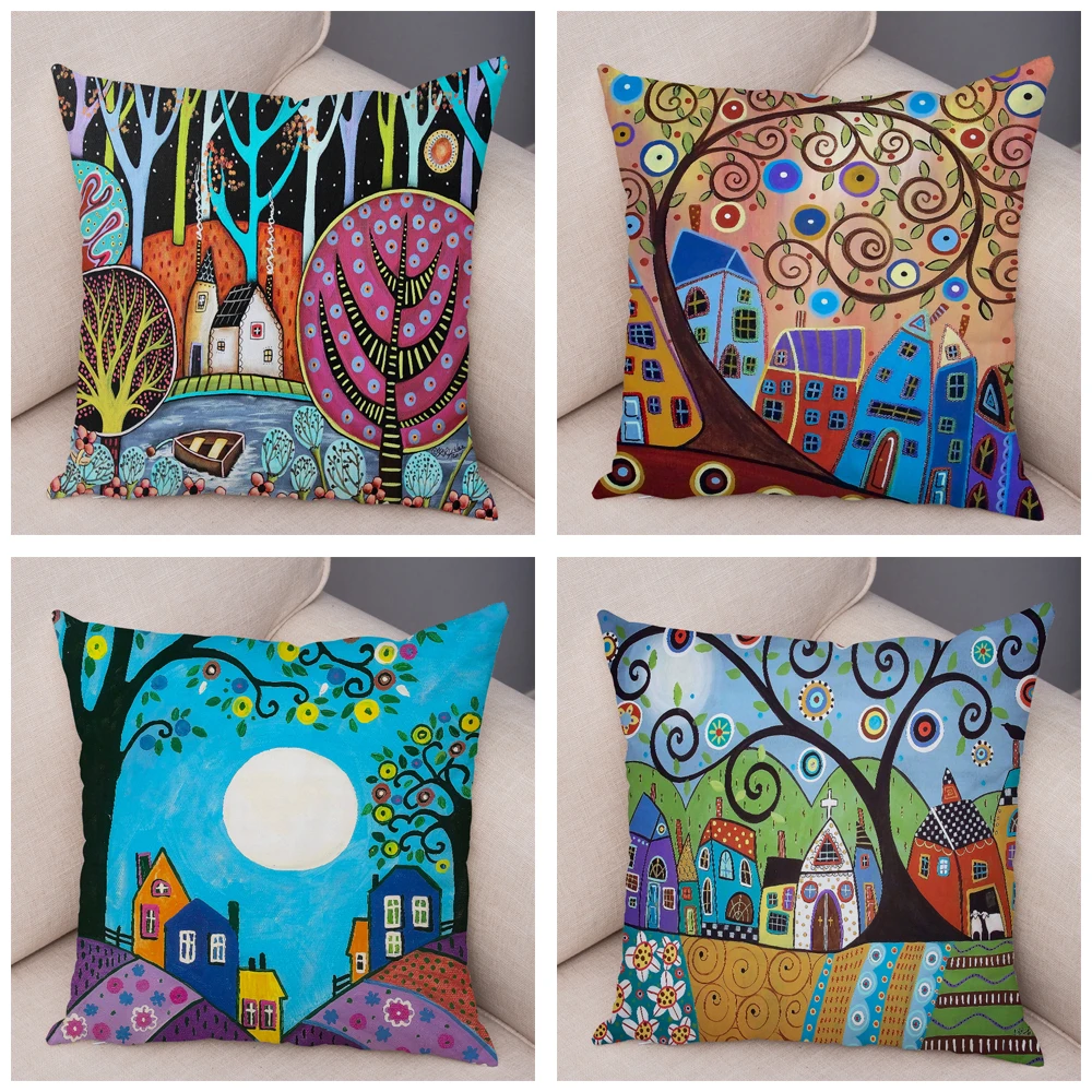 Retro Rural Color Cities Cushion Cover for Sofa Home Car Decor Colorful Cartoon House Pillow Case Tree Short Plush Pillowcase
Retro Rural Color Cities Cushion Cover for Sofa Home Car Decor Colorful Cartoon House Pillow Case Tree Short Plush Pillowcase