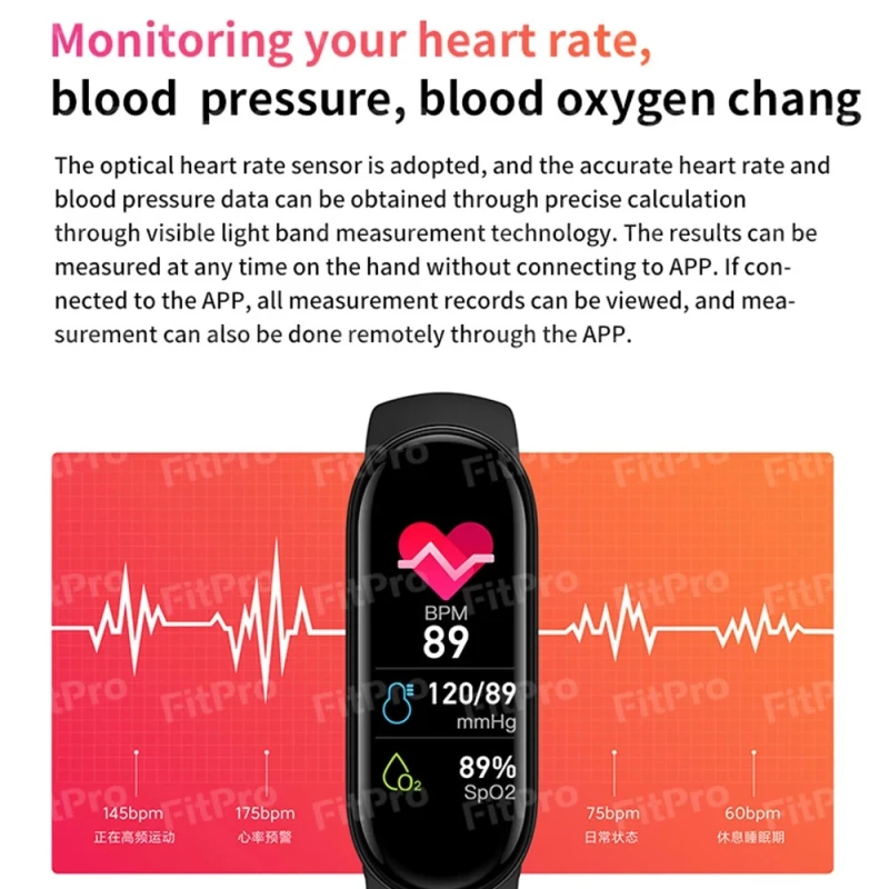 Новинка Смарт-часы M6 фитнес-браслет пульсометр монитор уровня кислорода в крови