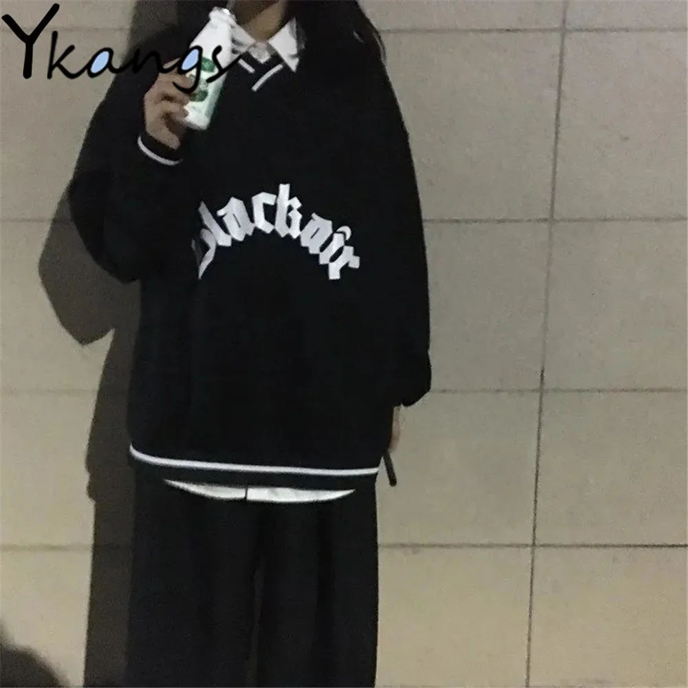 Harajuku Trend Loose Pullover High Street V-Neck Long Sleeve Printing Black Sweatshirt Bf Spring Autumn Thin Student Streetwear
Harajuku Trend Loose Pullover High Street V-Neck Long Sleeve Printing Black Sweatshirt Bf Spring Autumn Thin Student Streetwear