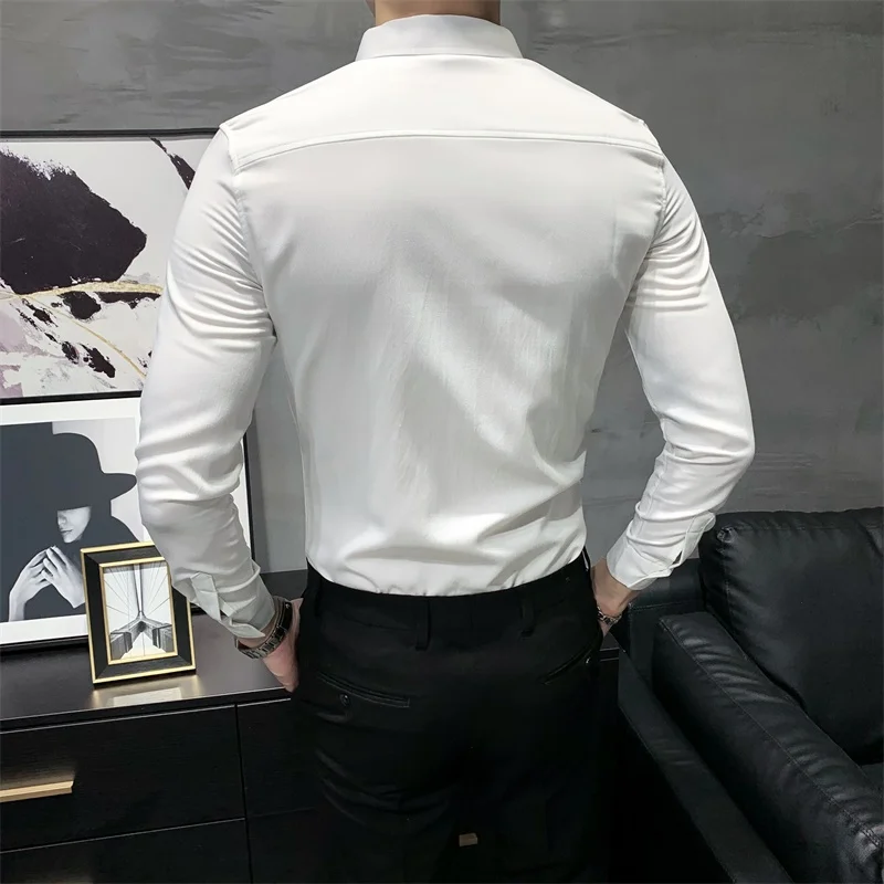Gray Black White Fluorescent Green Shirts For Men Fashion Embroidery Shirt Slim Fit Mens Dress Shirts Simple All Match V422
Gray Black White Fluorescent Green Shirts For Men Fashion Embroidery Shirt Slim Fit Mens Dress Shirts Simple All Match V422