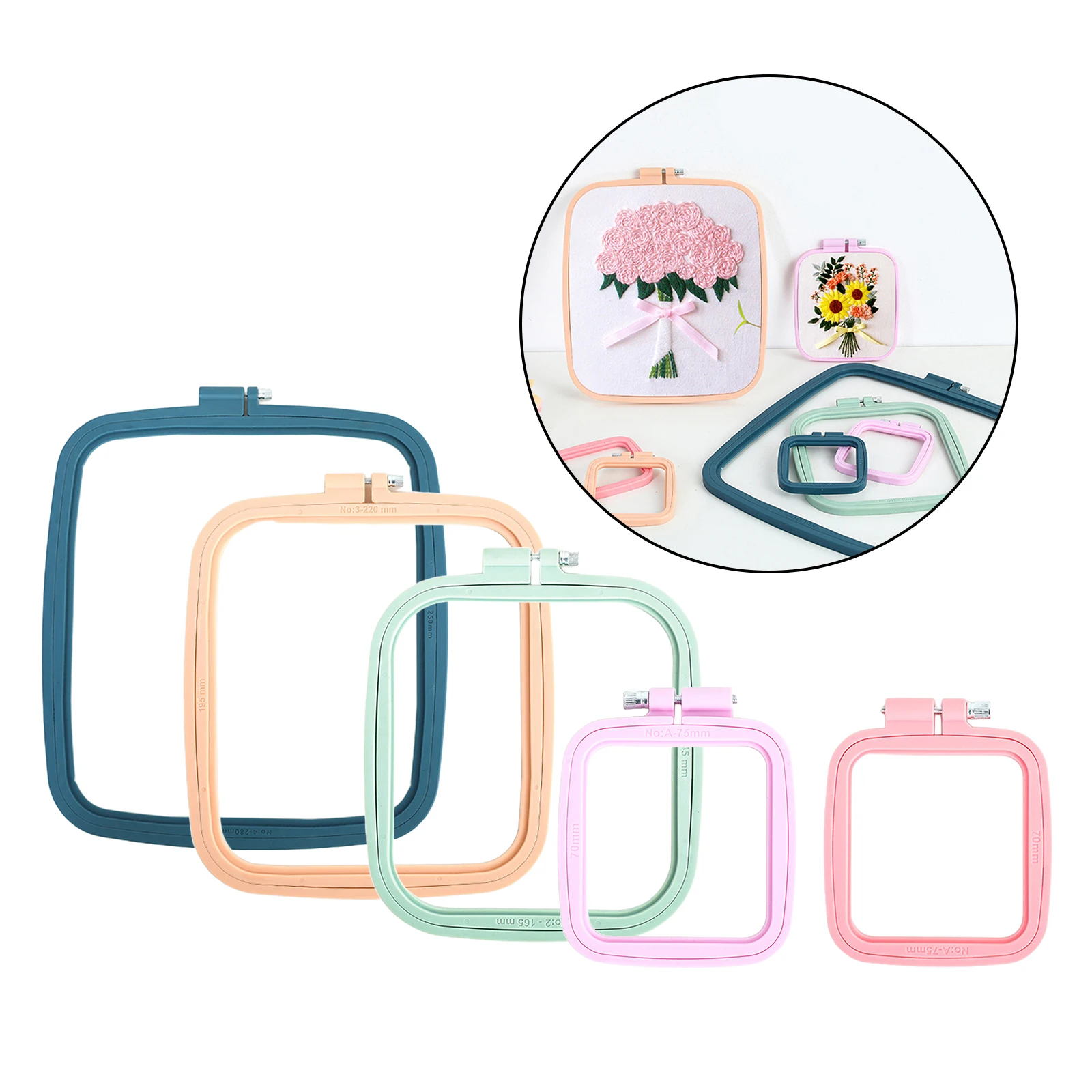 Plastic Square Embroidery Hoops Cross Stitch Hoop Ring for Art Craft Handy Sewing , DIY Dream Catcher Hanging Decoration
Plastic Square Embroidery Hoops Cross Stitch Hoop Ring for Art Craft Handy Sewing , DIY Dream Catcher Hanging Decoration