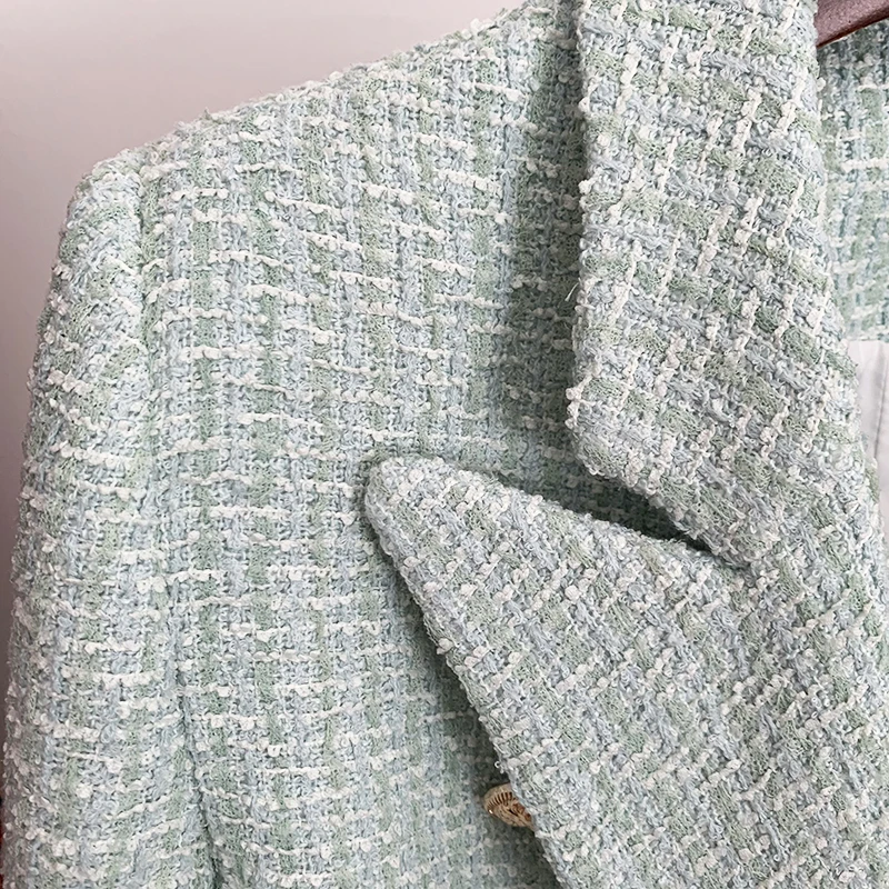 HIGH STREET Newest 2021 Designer Jacket Women's Classic Metal Buttons Double Breasted Tweed Blazer Mint Green
HIGH STREET Newest 2021 Designer Jacket Women's Classic Metal Buttons Double Breasted Tweed Blazer Mint Green