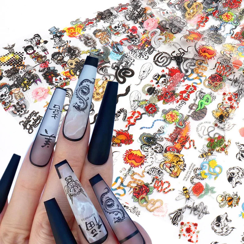 10pcs/set Dragon Snake Nail Stickers Rose Skull Nail Art Transfer Stickers Slider Paper Summer Manicure Decoration Accesoires
10pcs/set Dragon Snake Nail Stickers Rose Skull Nail Art Transfer Stickers Slider Paper Summer Manicure Decoration Accesoires