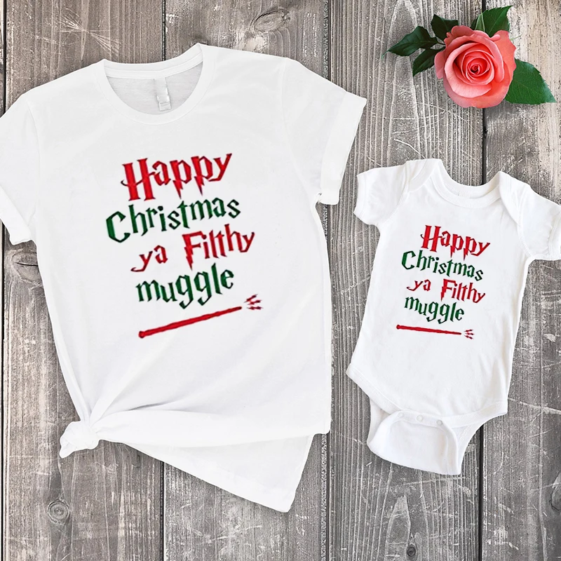 

Рождественская футболка для мамы и меня, семейный образ, для маленьких девочек, Рождество, для старшей сестры, подходящие наряды 2020, семейна...