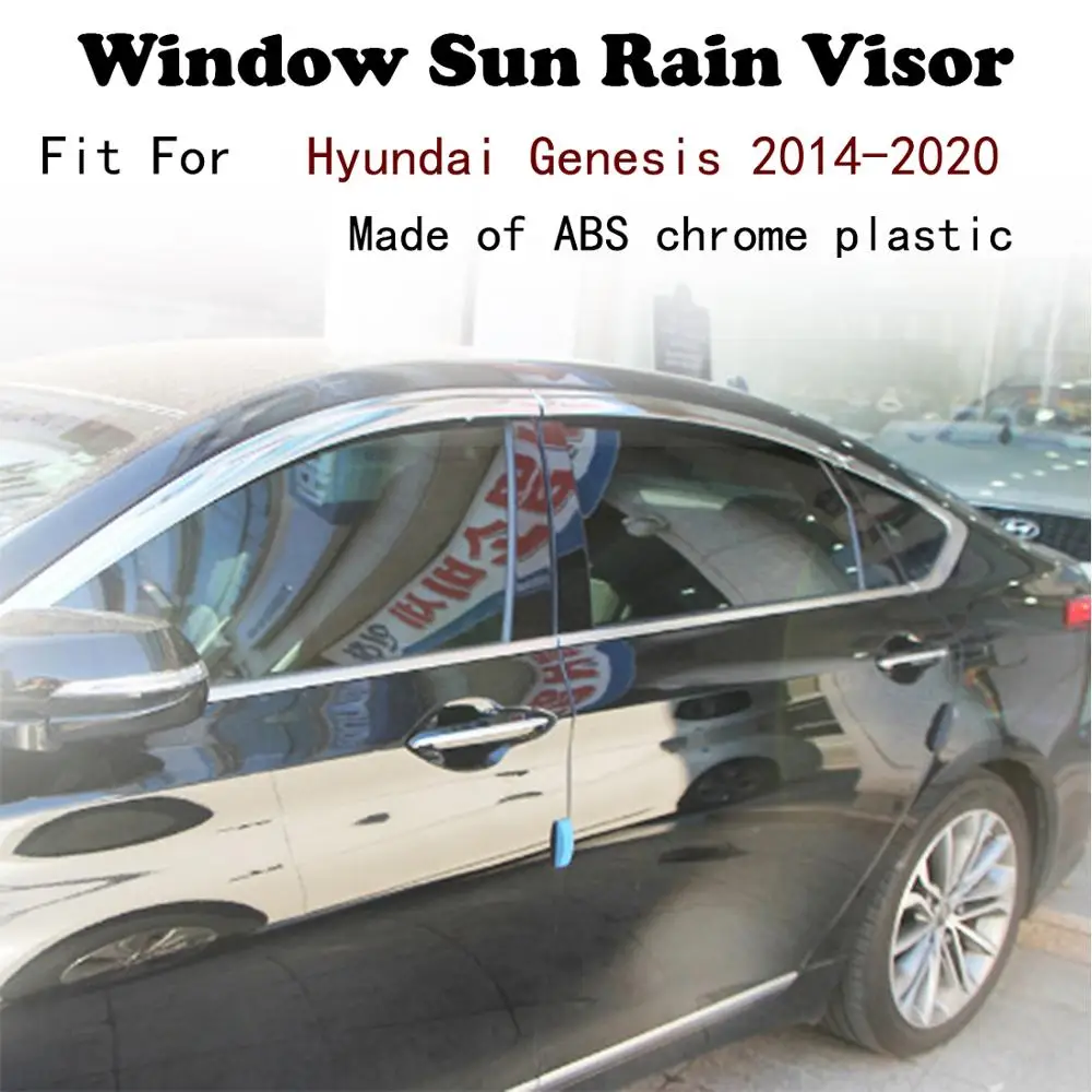 ABS Chrome plastic Window Visor Vent Shades Sun Rain Guard car accessories For Hyundai Genesis 2014-2020
ABS Chrome plastic Window Visor Vent Shades Sun Rain Guard car accessories For Hyundai Genesis 2014-2020