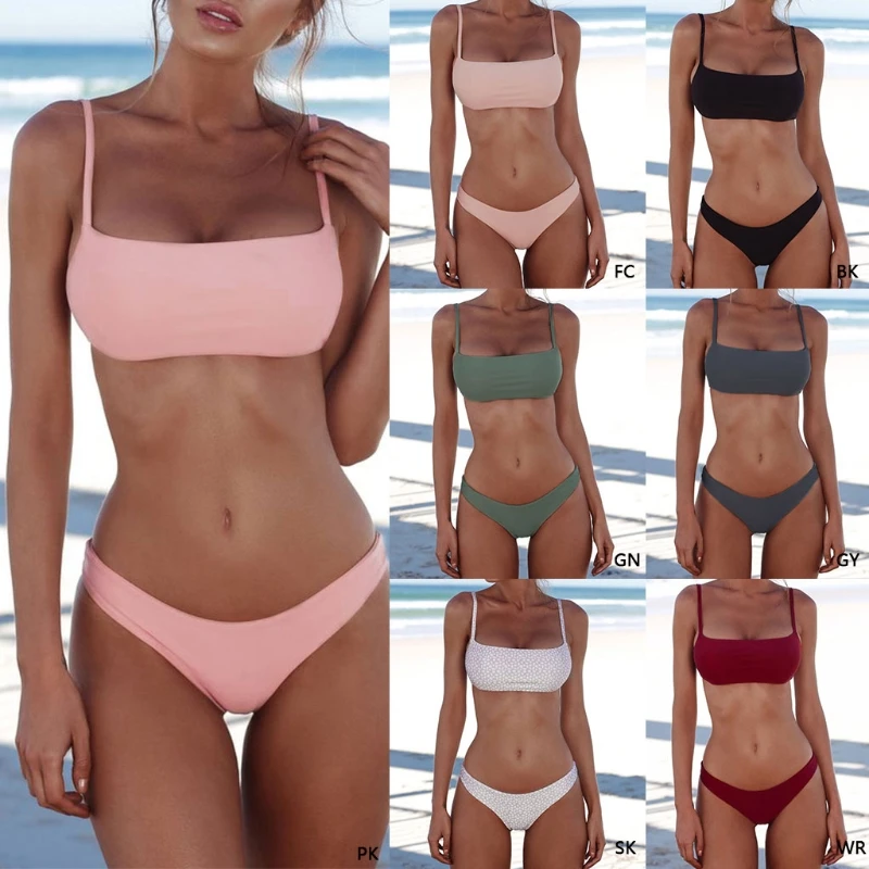 Women Sexy Push Up Bra Low Waist Thongs Solid Color Bikini Set Triangle Swimsuit F1FD
Women Sexy Push Up Bra Low Waist Thongs Solid Color Bikini Set Triangle Swimsuit F1FD