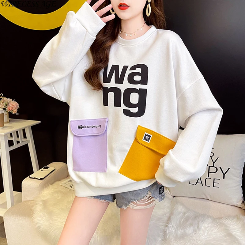 Women Sweater Long Sleeve Round Neck Printed Letter Loose Commuter Women's Multi Pocket Thin New Tops Spring Autumn Fashion Wild
Women Sweater Long Sleeve Round Neck Printed Letter Loose Commuter Women's Multi Pocket Thin New Tops Spring Autumn Fashion Wild