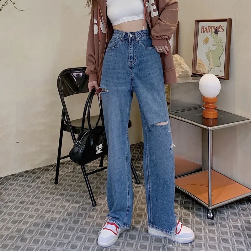 Ripped Denim Jeans Women Long Blue Trousers Wide Leg Pants Broken Destroyed Baggy Aesthetic Female Loosed Jeans
Ripped Denim Jeans Women Long Blue Trousers Wide Leg Pants Broken Destroyed Baggy Aesthetic Female Loosed Jeans
