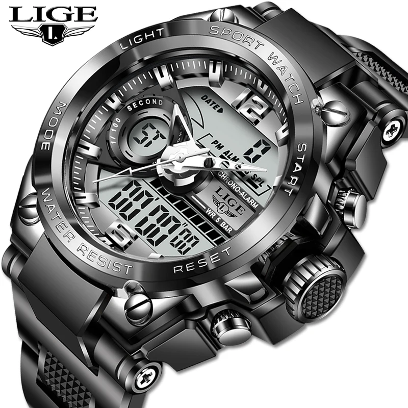 LIGE New Sports Men's Watches Top Brand Luxury Military Quartz Watch Men Waterproof S Shock Male Clock relogio masculino Display
LIGE New Sports Men's Watches Top Brand Luxury Military Quartz Watch Men Waterproof S Shock Male Clock relogio masculino Display