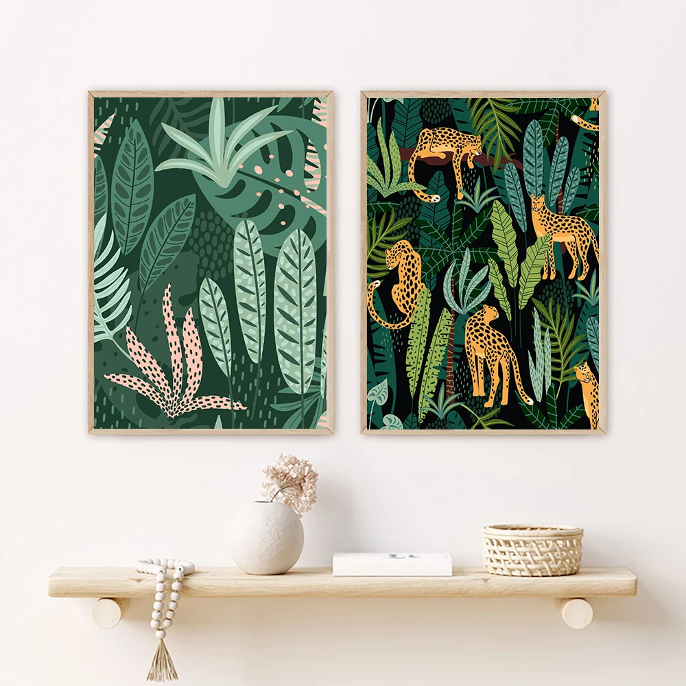 Tropical Leopard Animal Jungle Posters and Prints Monstera Leaf Abstract Wall Art Canvas Painting Pictures for Living Room Decor
Tropical Leopard Animal Jungle Posters and Prints Monstera Leaf Abstract Wall Art Canvas Painting Pictures for Living Room Decor