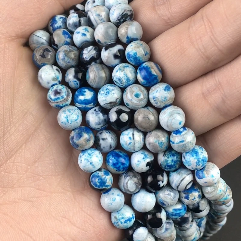 Natural Stone Blue White Fire Agates Beads Round Loose Spacer Beads For Jewelry Making DIY Charms Bracelet 15" 6/8/10mm 
Natural Stone Blue White Fire Agates Beads Round Loose Spacer Beads For Jewelry Making DIY Charms Bracelet 15" 6/8/10mm