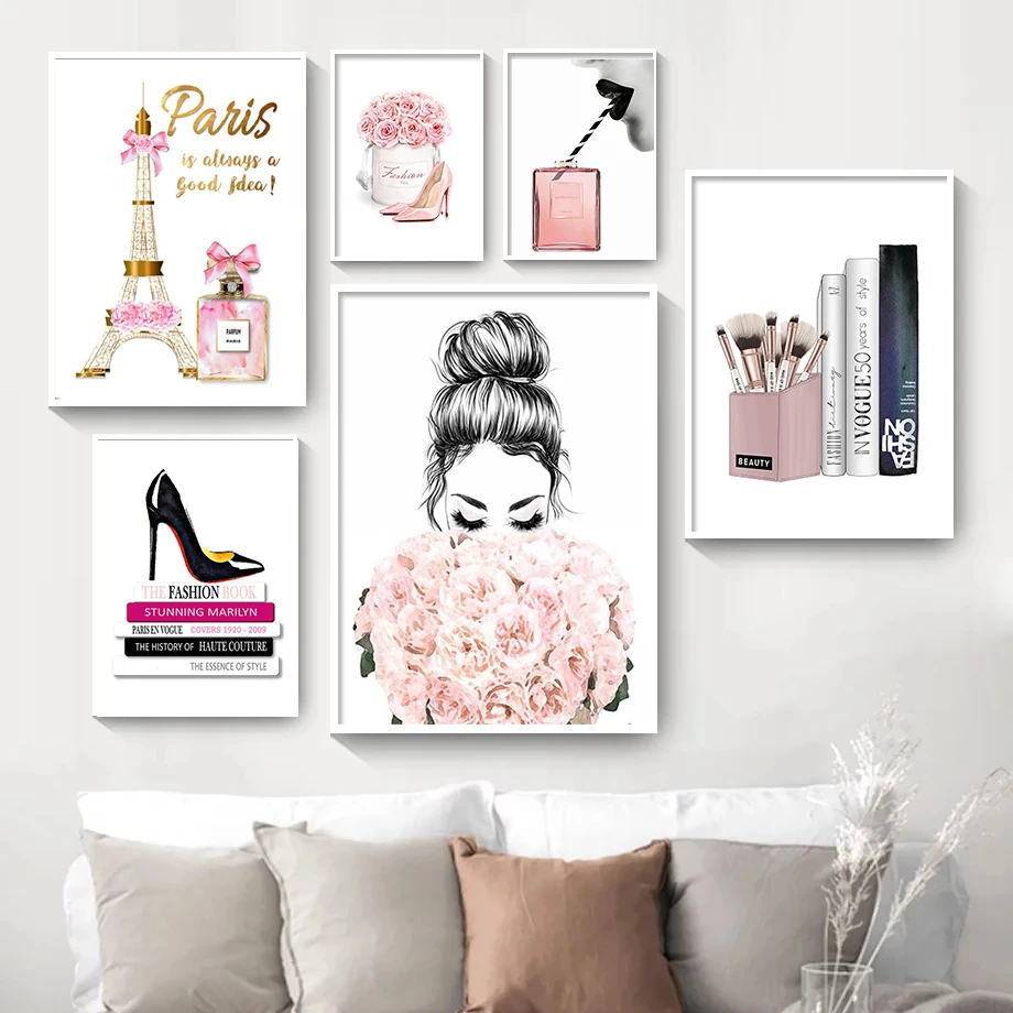 Nordic Pink Canvas Painting Perfume Girl Home Decor Girl Room Wall Picture Fashion Poster Print Sexy High Heels Wall Art 
Nordic Pink Canvas Painting Perfume Girl Home Decor Girl Room Wall Picture Fashion Poster Print Sexy High Heels Wall Art