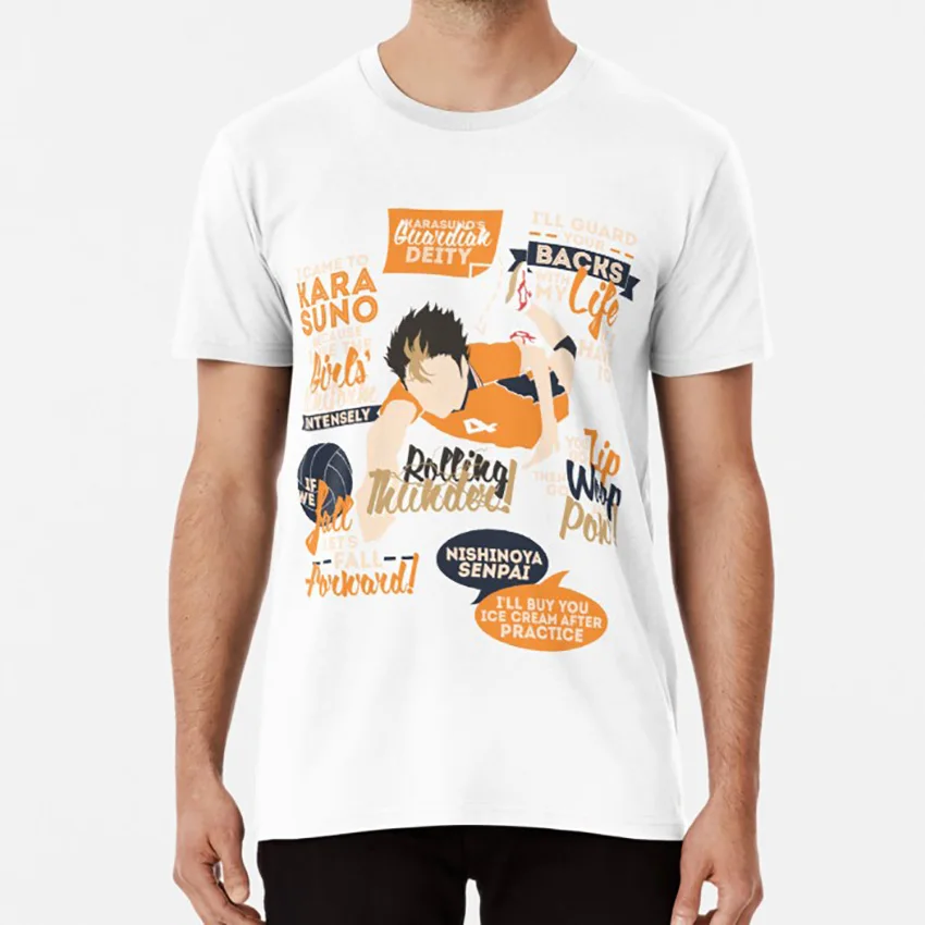 Футболка с цитатами Nishinoya haikyuu haikyu hq nissinoya yuu yu quote karasuno|Мужские футболки| |