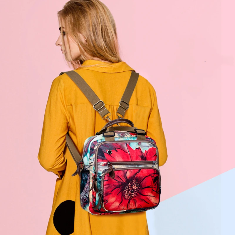 Женская сумка на плечо с принтом мама женский рюкзак цветочным школьный для