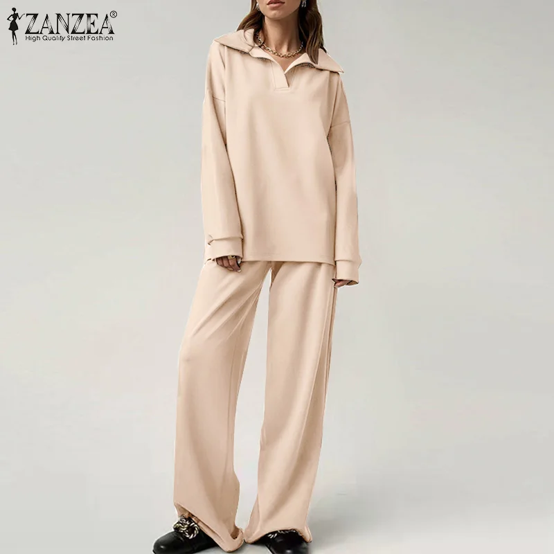 Solid Matching Sets 2022 Autumn Loose Women Vintage Long Sleeve Top Elastic Waist Trouser ZANZEA Elegant Wide Leg Pant Suit 2PCS
Solid Matching Sets 2022 Autumn Loose Women Vintage Long Sleeve Top Elastic Waist Trouser ZANZEA Elegant Wide Leg Pant Suit 2PCS