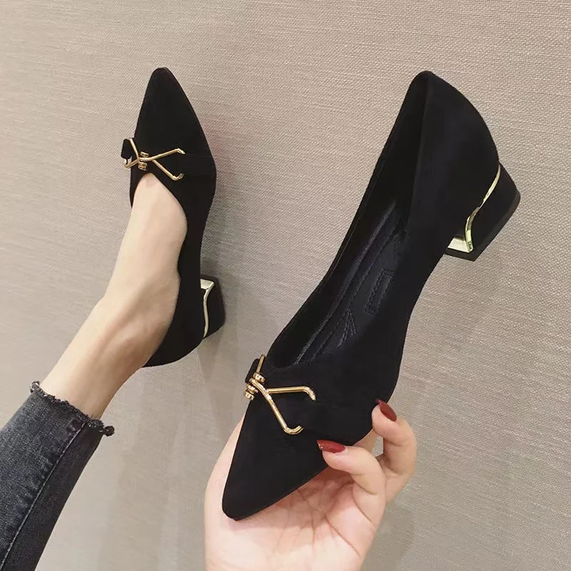 women shoes suede pointed toe metal bow decoration slip on flats mid-heel thick heel black loafers dress shoes
women shoes suede pointed toe metal bow decoration slip on flats mid-heel thick heel black loafers dress shoes