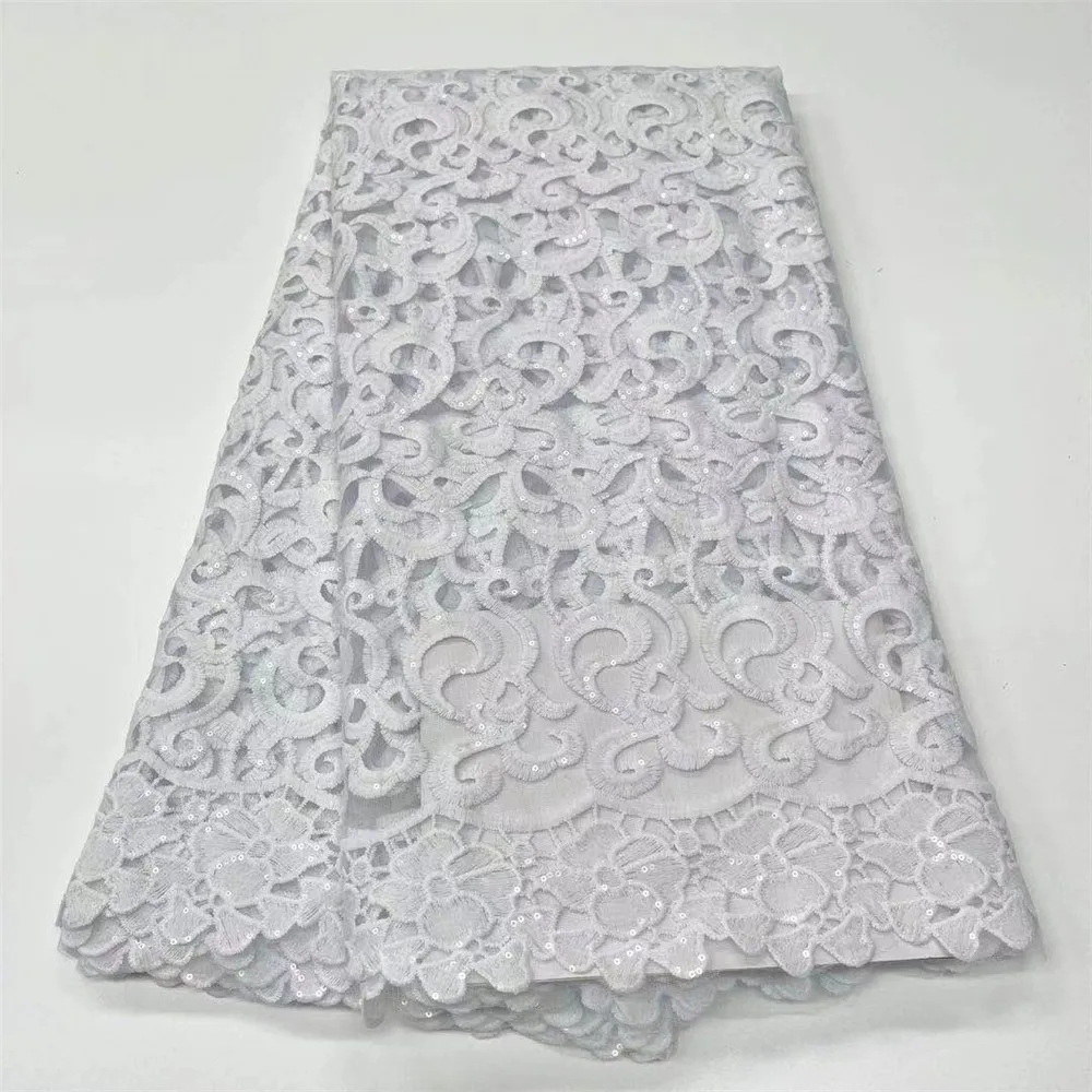 Madison African Lace Fabric 2021 Latest French Guipure Cord Embroidery With Sequins Tulle Lace Fabric For Wedding Dress
Madison African Lace Fabric 2021 Latest French Guipure Cord Embroidery With Sequins Tulle Lace Fabric For Wedding Dress