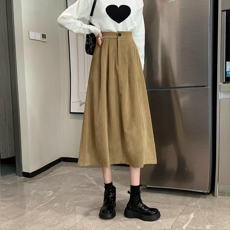 Corduroy Long Midi Skirts Women Plus Size Elegant Autumn Winter Party Chic One Button Vintage A-Line Streetwear Loose M551
Corduroy Long Midi Skirts Women Plus Size Elegant Autumn Winter Party Chic One Button Vintage A-Line Streetwear Loose M551