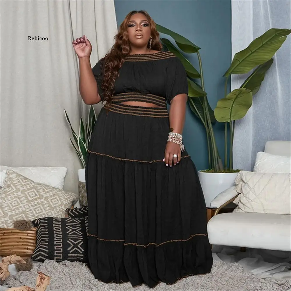 Womans Plus Size Sets Sexy Dew Shoulder Short Sleeves Crop Top Two Piece Set Elegant Maxi Skirts Wholesale
Womans Plus Size Sets Sexy Dew Shoulder Short Sleeves Crop Top Two Piece Set Elegant Maxi Skirts Wholesale