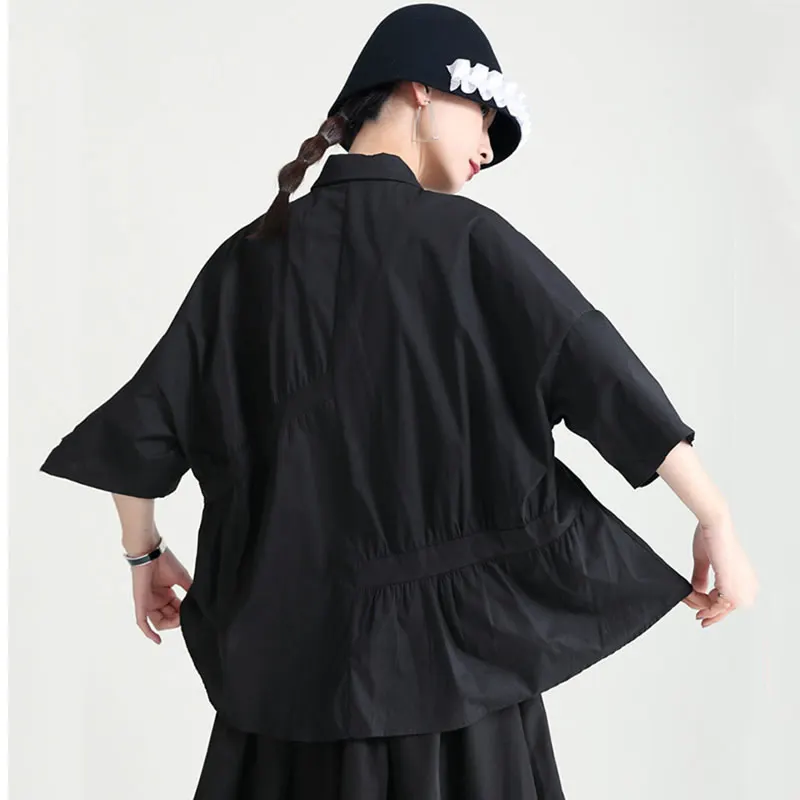 XITAO Irregular Folds Half Sleeve Shirt 2021 Summer Loose Large Version Fashionable Lapel All-match Solid Color Shirt WMD0362
XITAO Irregular Folds Half Sleeve Shirt 2021 Summer Loose Large Version Fashionable Lapel All-match Solid Color Shirt WMD0362