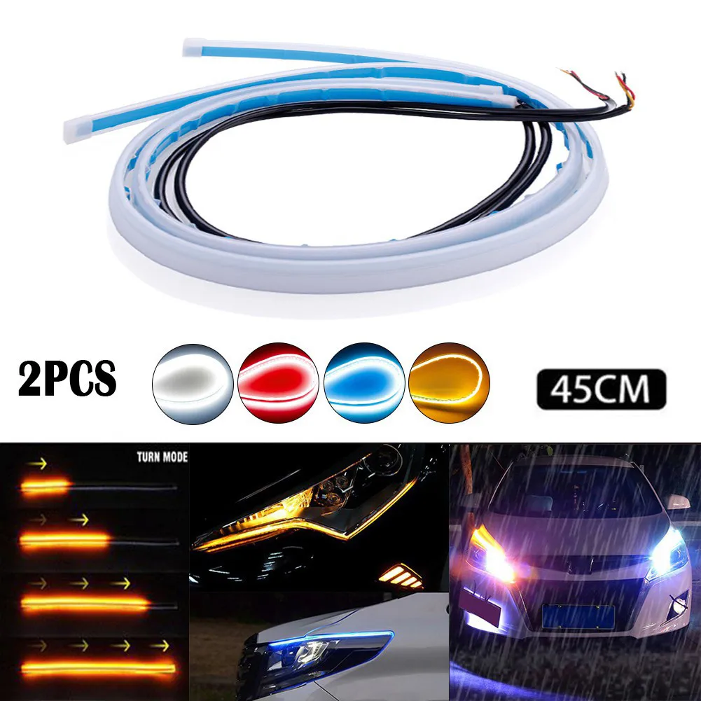 2PCS Car LED DRL Car Daytime Running Light Flexible Waterproof Strip Auto Headlights White Turn Signal Yellow Brake Flow Lights
2PCS Car LED DRL Car Daytime Running Light Flexible Waterproof Strip Auto Headlights White Turn Signal Yellow Brake Flow Lights