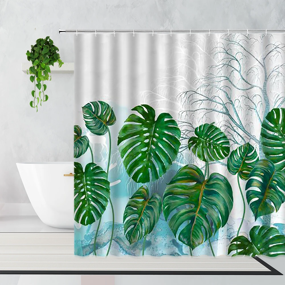 Tropical Green Plants Shower Curtain Monstera Palm Leaf Bathroom Decoration Waterproof Bath Curtains With Hooks Machine Washable
Tropical Green Plants Shower Curtain Monstera Palm Leaf Bathroom Decoration Waterproof Bath Curtains With Hooks Machine Washable