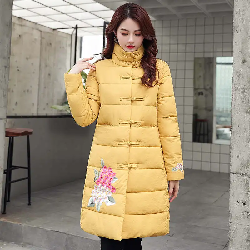 Women Single-Breasted Long Winter Jackets Loose Warm Parka Femme Plus Size 3XL Stand Collar Embroidery Cotton Jacket Coat HK436
Women Single-Breasted Long Winter Jackets Loose Warm Parka Femme Plus Size 3XL Stand Collar Embroidery Cotton Jacket Coat HK436