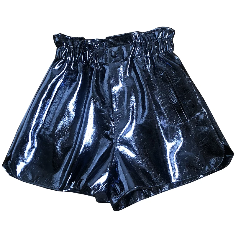 Summer Elastic High Waist Wide Legged Loose Genuine Leather Shorts Fashion Streetwear Women Punk Glossy Patent Leather Hotpants 
Summer Elastic High Waist Wide Legged Loose Genuine Leather Shorts Fashion Streetwear Women Punk Glossy Patent Leather Hotpants