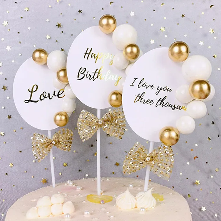 Happy Birthday Bow Cake Topper Gold Beads Cupcake Topper Birthday Party Decor Love You Three Thousands Wedding Cake Decoration
Happy Birthday Bow Cake Topper Gold Beads Cupcake Topper Birthday Party Decor Love You Three Thousands Wedding Cake Decoration