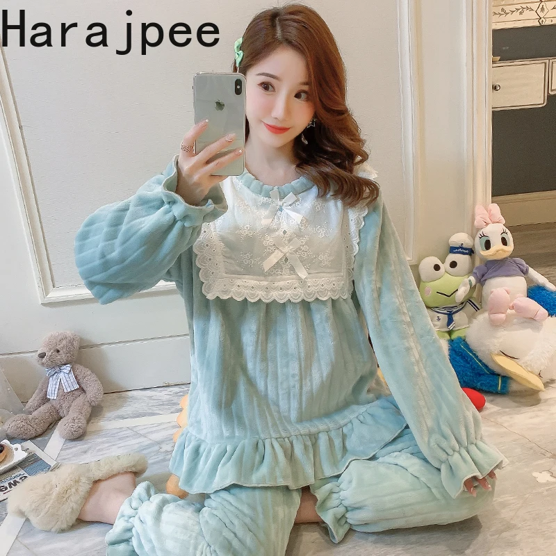 Harajpee kawaii Winter Pajamas Women's Winter Thickened Plush Autumn Princess Style Pullover Cute 2021 New Coral Velvet Suit
Harajpee kawaii Winter Pajamas Women's Winter Thickened Plush Autumn Princess Style Pullover Cute 2021 New Coral Velvet Suit