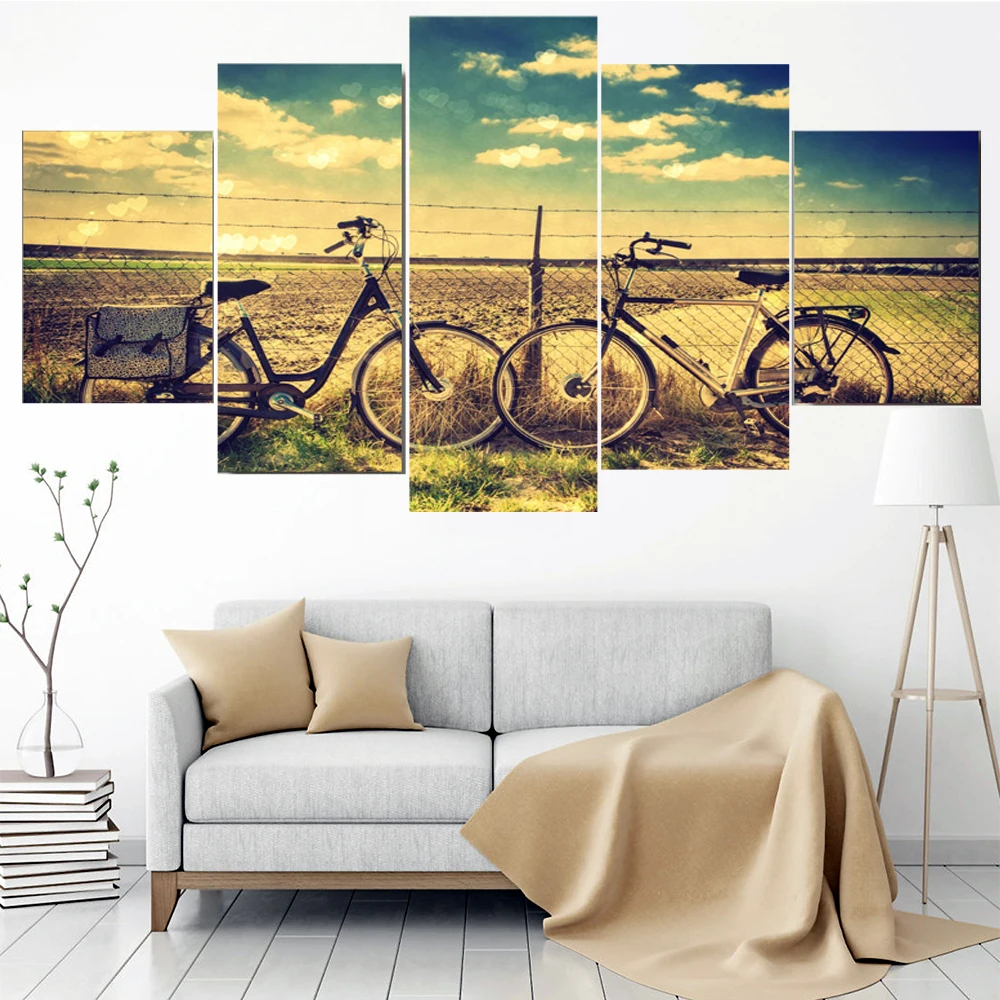 5 Pieces Wall Art Canvas Painting Bicycle Retro Landscape Poster Pictures Modern Home For Decoration Modular Living Room
5 Pieces Wall Art Canvas Painting Bicycle Retro Landscape Poster Pictures Modern Home For Decoration Modular Living Room