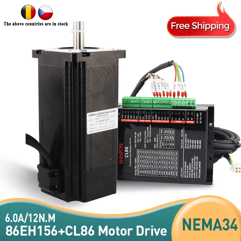 NEMA34 6.0A 12N.m Step-servo motor 86EH156A6003 сервопривод с замкнутым контуром CL86 для ЧПУ червячного