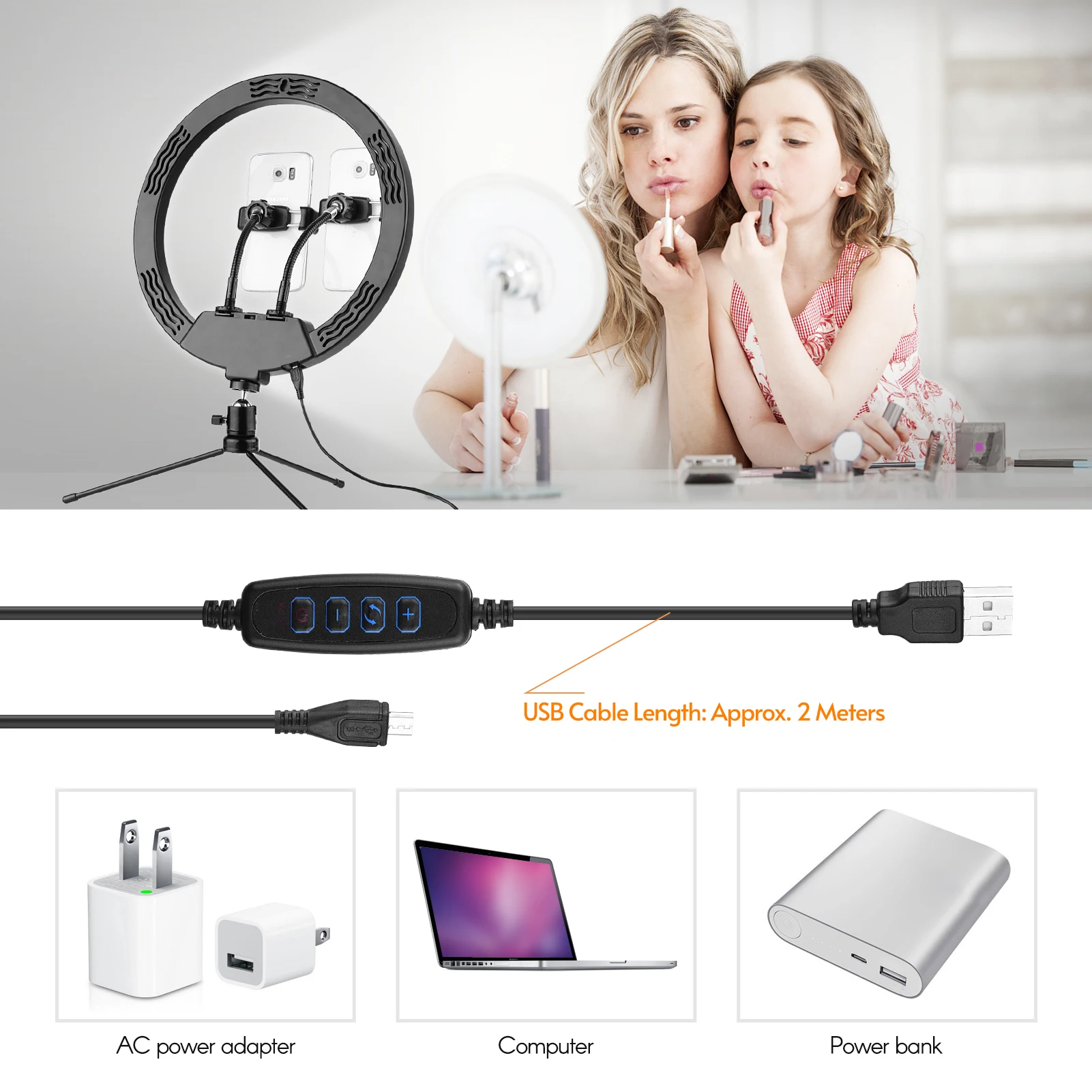 12-in LED Ring Light Dimmable Selfie Lamp Fill-in Light with BT Remote Control 2 Phone Holders 2 Tripod for Makeup Photography
12-in LED Ring Light Dimmable Selfie Lamp Fill-in Light with BT Remote Control 2 Phone Holders 2 Tripod for Makeup Photography