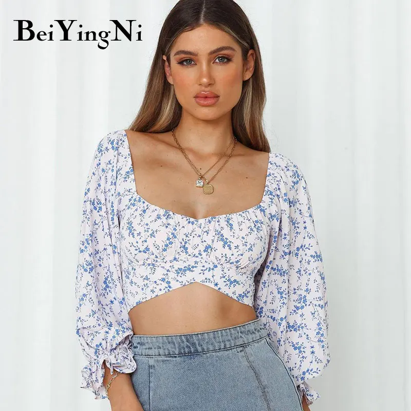 Beiyingni Sexy Women Blouses And Tops Floral Printed Clubwear Summer Long Sleeve Chiffon Crop Top Female Bandage Blusas Clothes
Beiyingni Sexy Women Blouses And Tops Floral Printed Clubwear Summer Long Sleeve Chiffon Crop Top Female Bandage Blusas Clothes