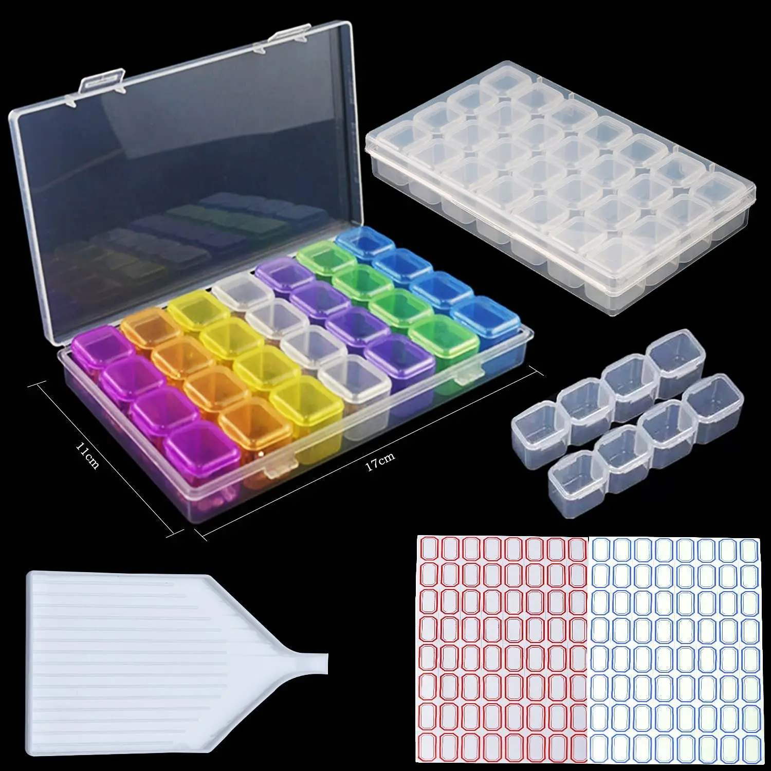 2 Pcs 28 Grids Diamond Piainting Boxes Accessories Beads Organizer Case with Diamond Painting Tray, 128pcs Label Stickers
2 Pcs 28 Grids Diamond Piainting Boxes Accessories Beads Organizer Case with Diamond Painting Tray, 128pcs Label Stickers
