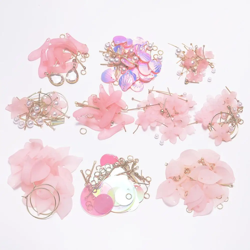 Фото Красивые розовые цветочные серьги ювелирная посылка сделай сам лепестки висячие