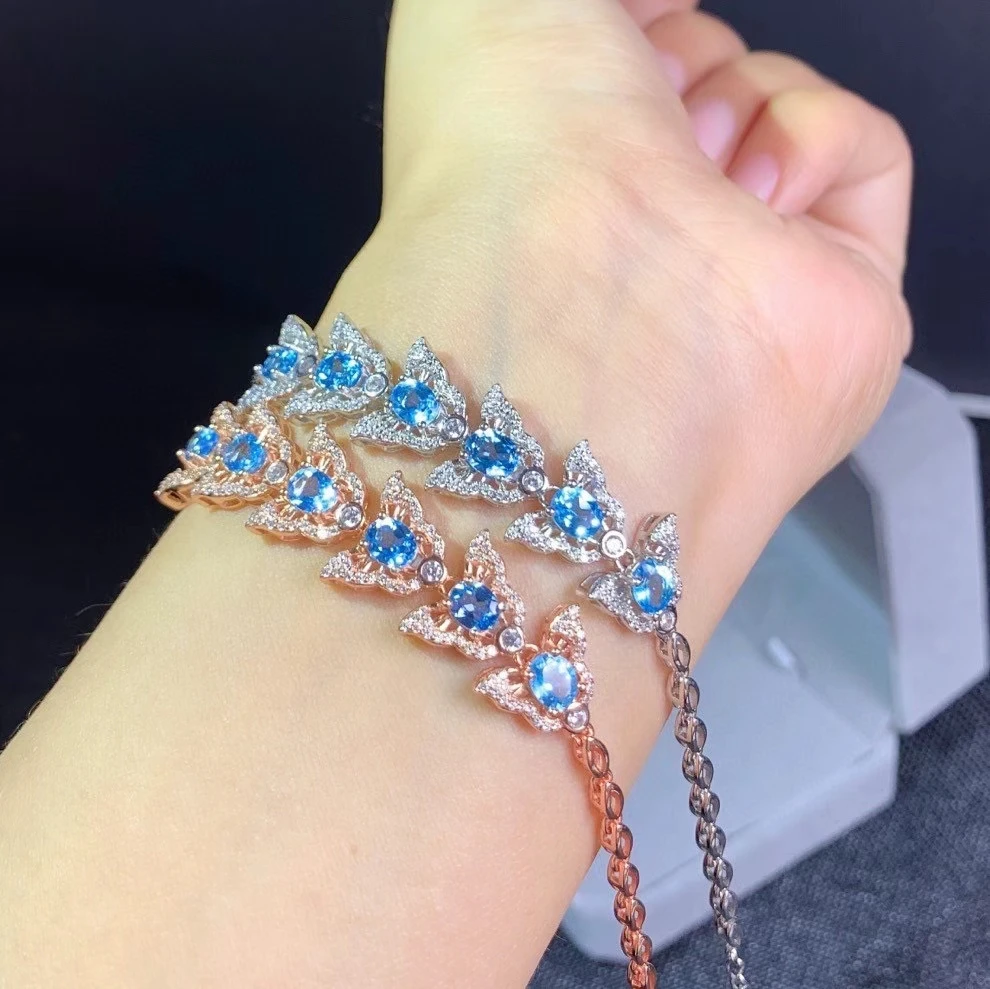 Fashion romantic butterfly Natural blue topaz Bracelet Natural gemstone Bracelet S925 silver women party gift Jewelery
Fashion romantic butterfly Natural blue topaz Bracelet Natural gemstone Bracelet S925 silver women party gift Jewelery