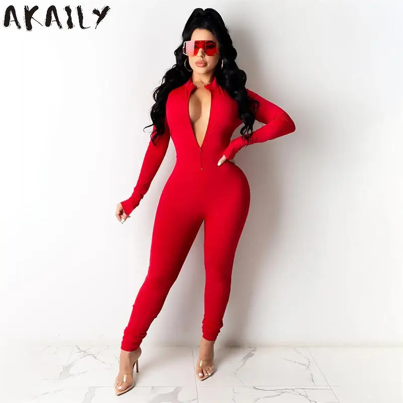 Akaily Autumn White Jumpsuits For Women V Neck Zipper Long Sleeve Bodycon Jumpsuit Streetwear One Piece Outfit Women Activewear
Akaily Autumn White Jumpsuits For Women V Neck Zipper Long Sleeve Bodycon Jumpsuit Streetwear One Piece Outfit Women Activewear