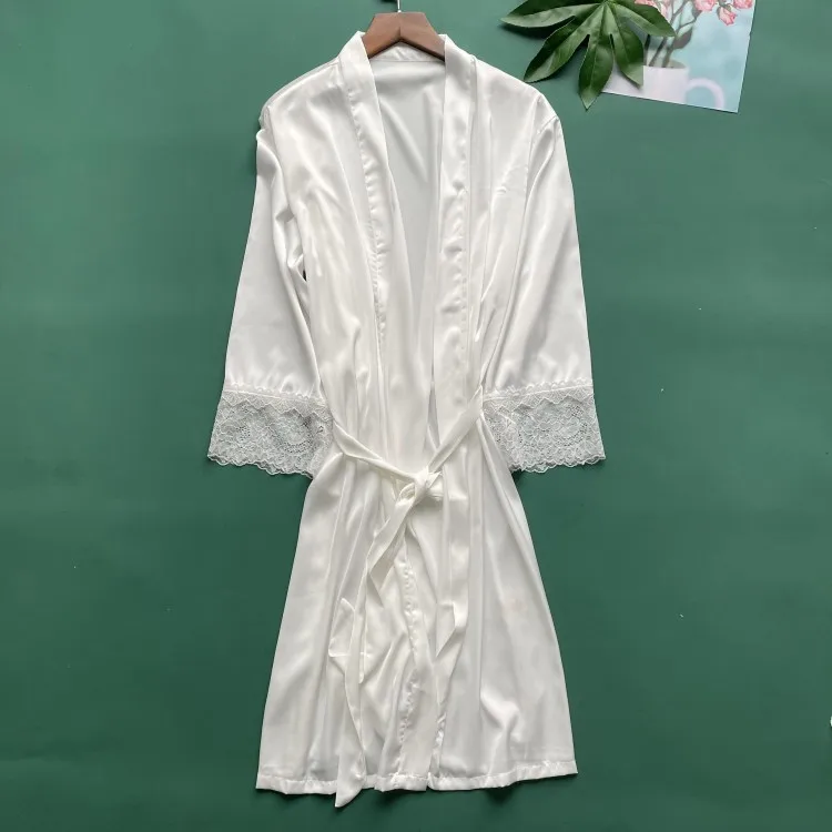 Women Satin Robe Summer New Kimono Gown Lace Patchwork Sleepwear Pink Solid Bathrobe Gown Casual Nightwear Home Dressing Gown
Women Satin Robe Summer New Kimono Gown Lace Patchwork Sleepwear Pink Solid Bathrobe Gown Casual Nightwear Home Dressing Gown